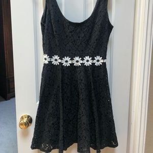 Heart Soul black lace mini dress white floral
